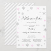 Little Snowflake Winter Invitation - Baby shower Kaart (Voorkant / Achterkant)