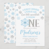 Little Snowflake, Winter ONE First Birthday Kaart (Voorkant / Achterkant)