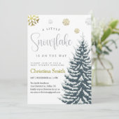 Little Snowflake Winter Wonderland Baby shower Kaart (Staand voorkant)