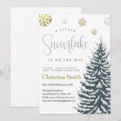 Little Snowflake Winter Wonderland Baby shower Kaart (Voorkant / Achterkant)