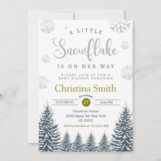 Little Snowflake Winter Wonderland Baby shower Kaart (Voorkant)