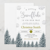 Little Snowflake Winter Wonderland Baby shower Kaart (Voorkant / Achterkant)
