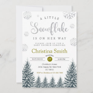 Little Snowflake Winter Wonderland Baby shower Kaart