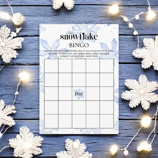 Little Snowflake Wintery Baby shower Bingo spel Informatiekaartje
