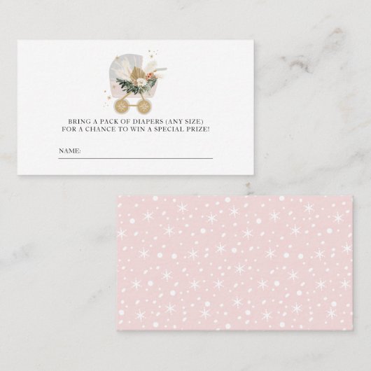Little Snowflakes Baby shower Luier Raffle Ticket (Voorkant / Achterkant)