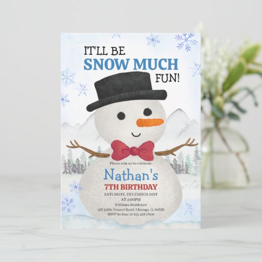 Little Snowman Birthday Kaart (Staand voorkant)