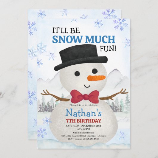 Little Snowman Birthday Kaart (Voorkant / Achterkant)