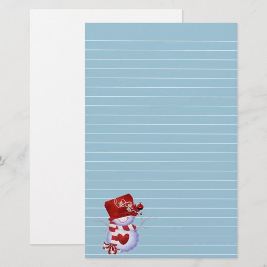 Little Snowman in Red Pet Briefpapier (Voorkant / Achterkant)