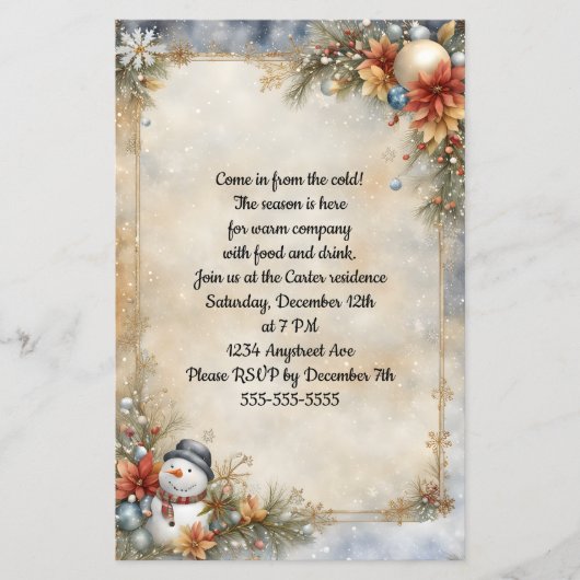 Little Snowman kerstfeest uitnodiging (Voorkant)