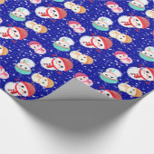 Little Snowman Navy Blue Cadeaupapier (Hoek)