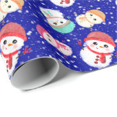 Little Snowman Navy Blue Cadeaupapier (Rol Hoek)