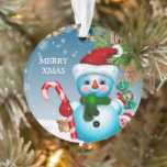 Little Snowman Ornament<br><div class="desc">De schattige kleine sneeuwman met elf en snoepriet</div>