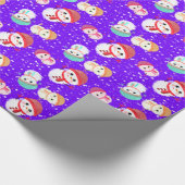 Little Snowman Paars Cadeaupapier (Hoek)