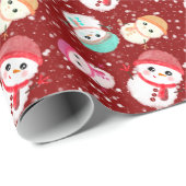 Little Snowman Red Cadeaupapier (Rol Hoek)