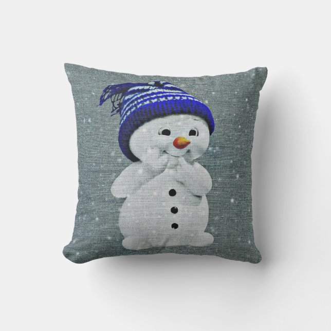 Little Snowman Sierkussen 16 x 16 inch (Voorkant)