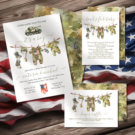 Little Soldier Army Military Boy Baby shower Kaart