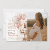 Little Some Bunny Balloon Baby Meisje Douche Foto Kaart (Voorkant)