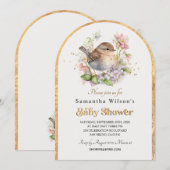  Little Sparrow Floral Spring Baby shower Kaart (Voorkant / Achterkant)