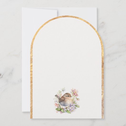  Little Sparrow Floral Spring Baby shower Kaart (Achterkant)