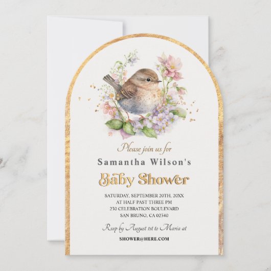  Little Sparrow Floral Spring Baby shower Kaart (Voorkant)