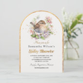  Little Sparrow Floral Spring Baby shower Kaart (Staand voorkant)