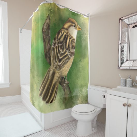 Little Sparrow Shower Curtain - groen Douchegordijn (In situ)