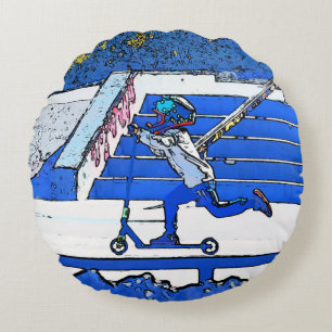 Little Speedster - Scooter Rider Round Pillow Rond Kussen