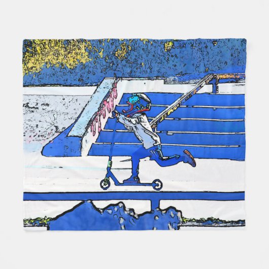 Little Speedster - Stunt Scooter Rider Fleece Deken (Voorkant (Horizontaal))