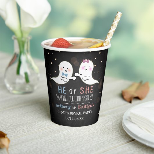 Little Spirit Halloween Ghosts Gender Reopenbaart  Papieren Bekers (Insitu)