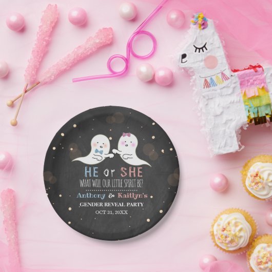Little Spirit Halloween Ghosts Gender Reopenbaart  Papieren Bordje (Feest)