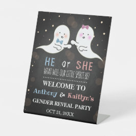 Little Spirit Halloween Ghosts Gender Reopenbaart  Reclamebord Met Voetstuk
