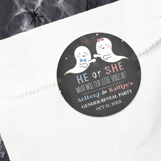 Little Spirit Halloween Ghosts Gender Reopenbaart  Ronde Sticker