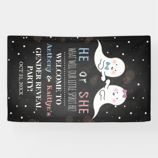 Little Spirit Halloween Ghosts Gender Reopenbaart Spandoek (Horizontaal)