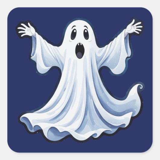 Little Spooky Ghost - Halloween 11 - Fan Fun Vierkante Sticker (Voorkant)