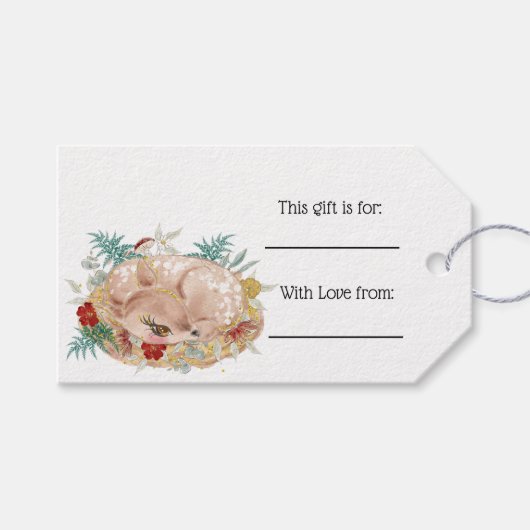Little Spoted Fawn Kerstmis Cadeaulabel (Voorkant (Horizontaal))