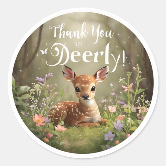 Little Spotted Deer Woodland Verjaardag Stickers - (Voorkant)