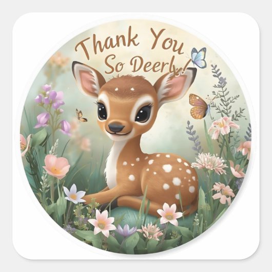 Little Spotted Deer Woodland Verjaardag Stickers - (Voorkant)