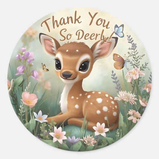 Little Spotted Deer Woodland Verjaardag Stickers - (Voorkant)