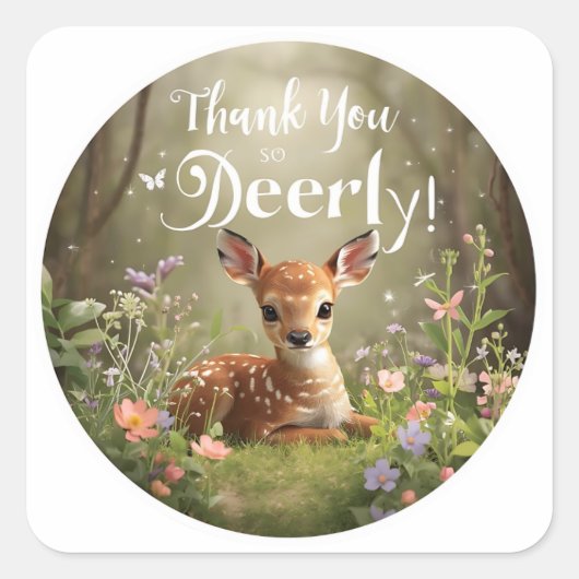 Little Spotted Deer Woodland Verjaardag Stickers - (Voorkant)