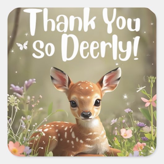 Little Spotted Deer Woodland Verjaardag Stickers - (Voorkant)