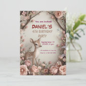 Little Spotted Deer Woodland verjaardagsuitnodigin Kaart (Staand voorkant)