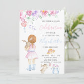 Little Spring Meisje Verjaardag Uitnodiging (Staand voorkant)