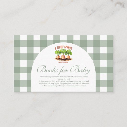 Little Sprout Baby shower Boeken voor Baby Informatiekaartje (Voorkant)