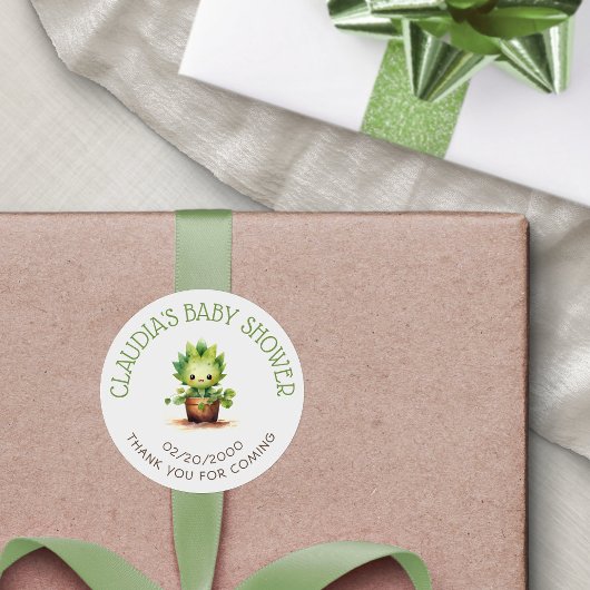 Little Sprout Baby shower Ronde Sticker