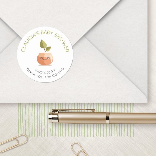 Little Sprout Baby shower Ronde Sticker