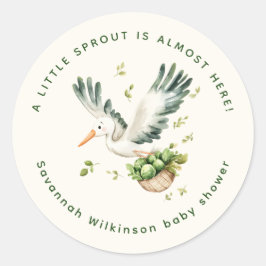Little Sprout Baby Shower Stork Sticker