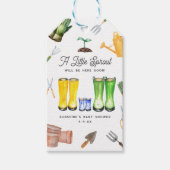 Little Sprout Blue Boots Garden Baby shower Cadeaulabel (Voorkant)