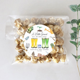 Little Sprout Blue Rain Boots Garden Baby shower Ronde Sticker