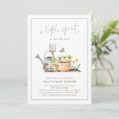 Little Sprout Border Sage Gingham Baby Shower Kaart (Staand voorkant)