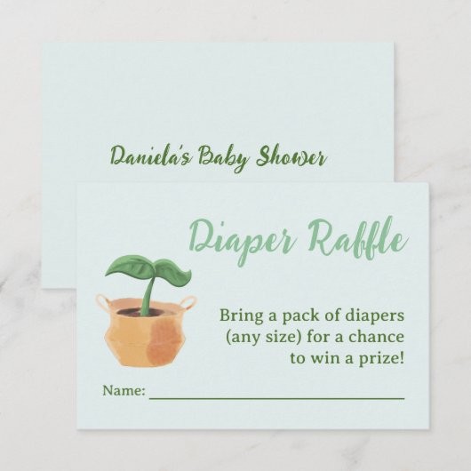 Little Sprout Diaper Raffle Baby shower Kaart (Voorkant / Achterkant)